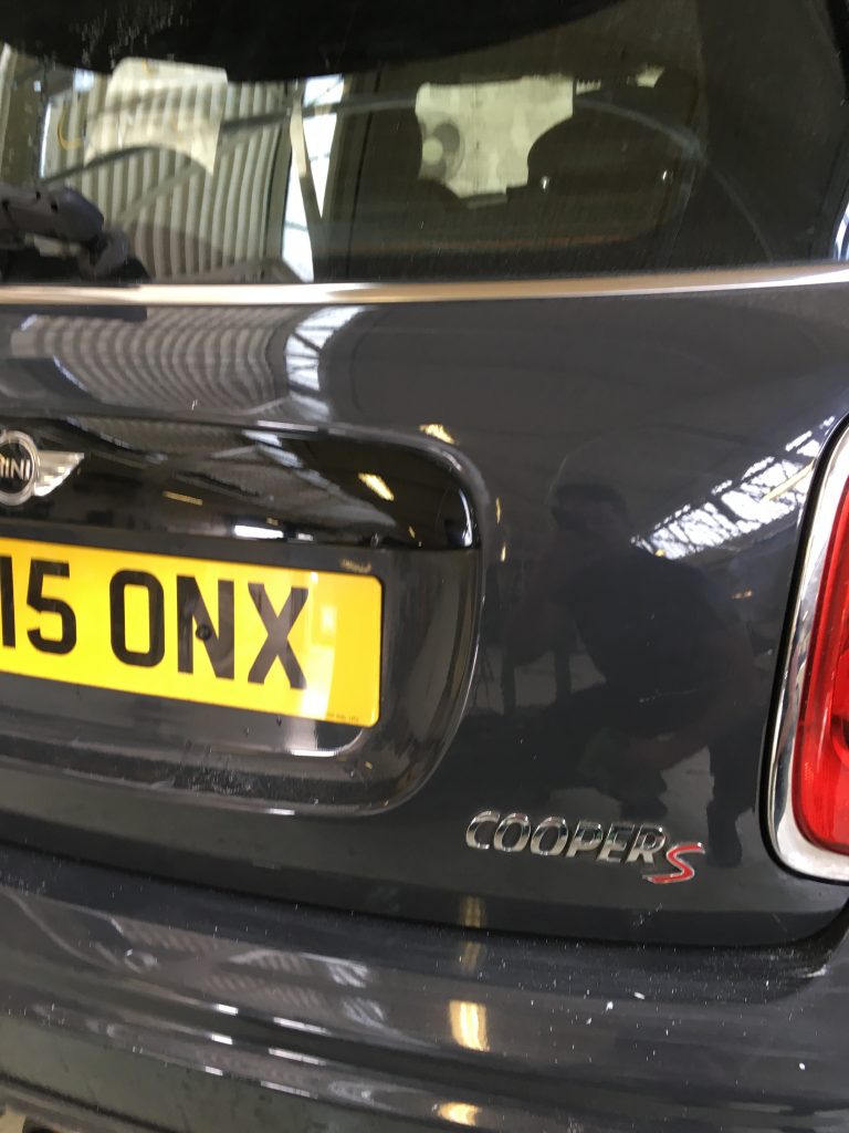 Mini Cooper tailgate car dent repair - after